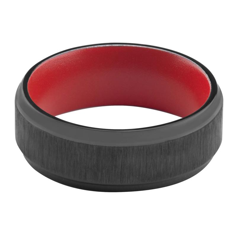 Men&rsquo;s Black Zirconium &amp; U.S. Marine Corps Red Cerakote Wedding Band, 8MM  – Image 4 of 4