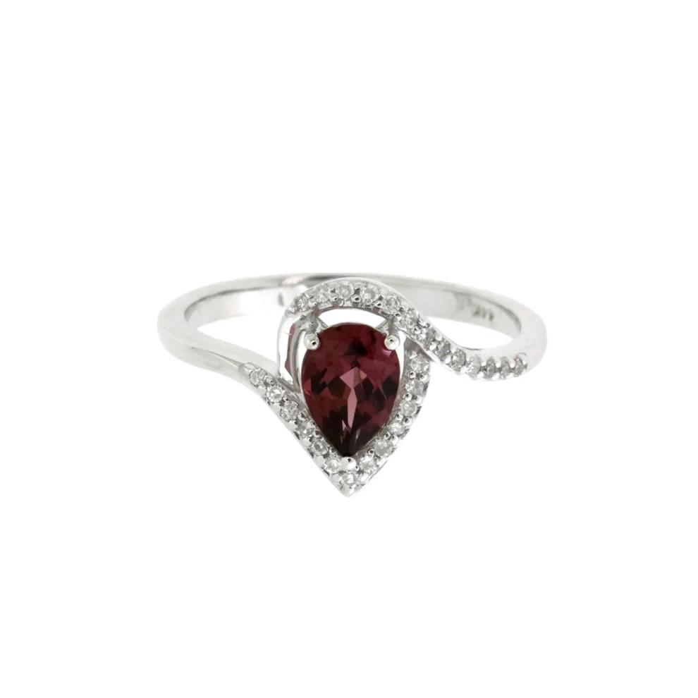 Rhodolite Garnet Ring with Diamond Halo in 10K White Gold (1/8 ct. tw.) – Image 1 of 1
