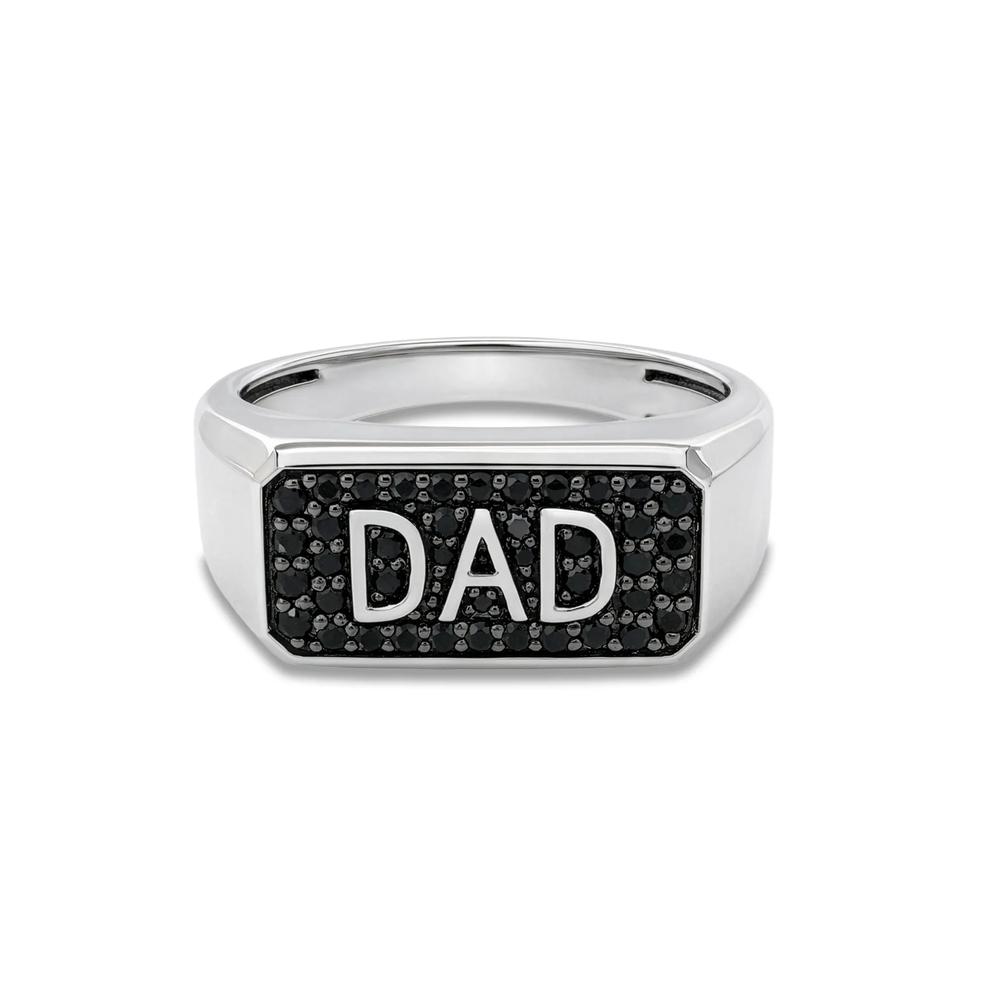 Men's Black Diamond Dad Ring in Sterling Silver (1/3 ct. tw.) – Image 1 of 10
