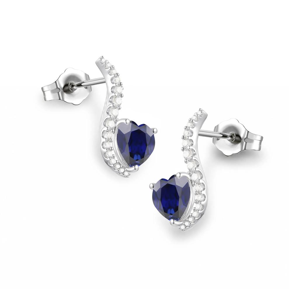Lab-Created Blue Sapphire &amp; Lab-Created White Sapphire Pendant, Earrings, &amp; Ring Boxed Set in Sterling Silver – Image 3 of 4
