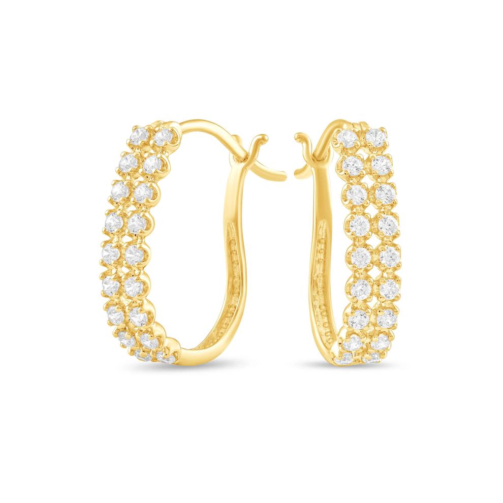 Diamond Double Row Hoop Earrings in 10K Yellow Gold (1/2 ct. tw.) – Image 1 of 2