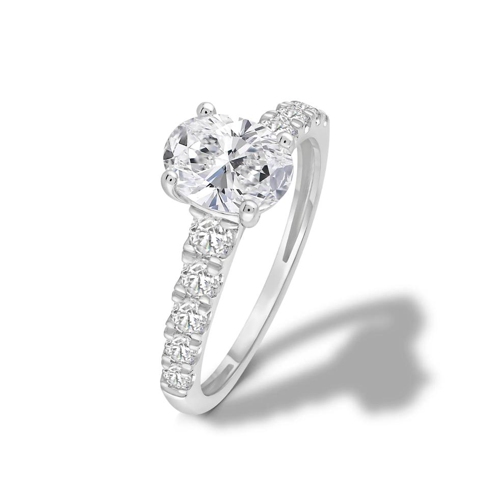 Lab Grown Diamond Oval Center Engagement Ring in 14K White Gold (1 1/2 ct. tw.) – Image 4 of 4