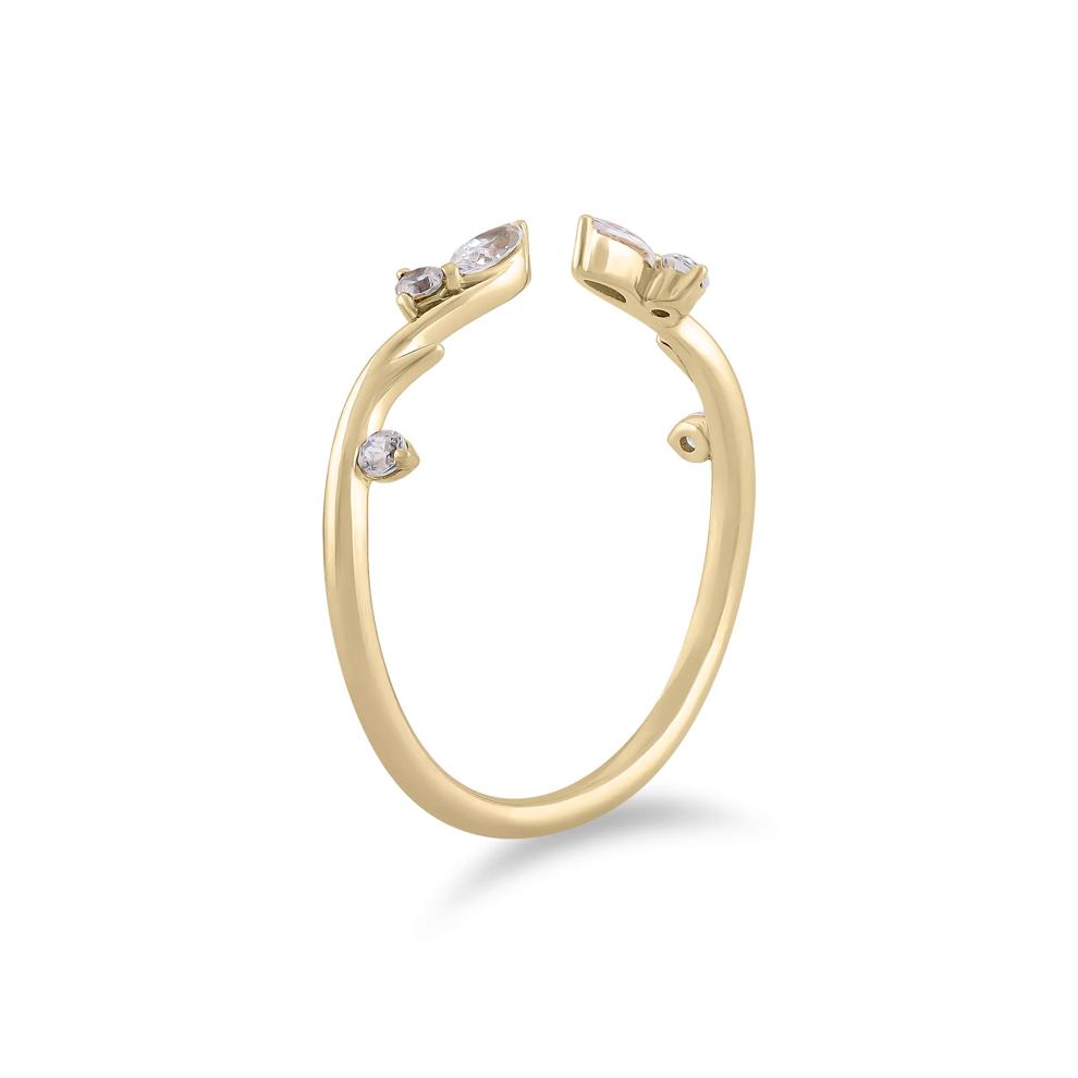 Lab Grown Diamond Round &amp; Marquise Open Stacking Ring in 14K Yellow Gold (1/7 ct. tw.) – Image 3 of 4