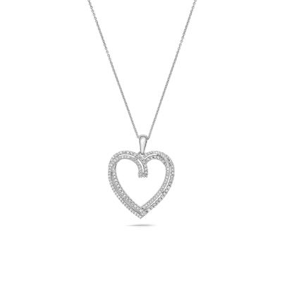 Diamond Open Heart Pendant in Sterling Silver (1/2 ct. tw.)