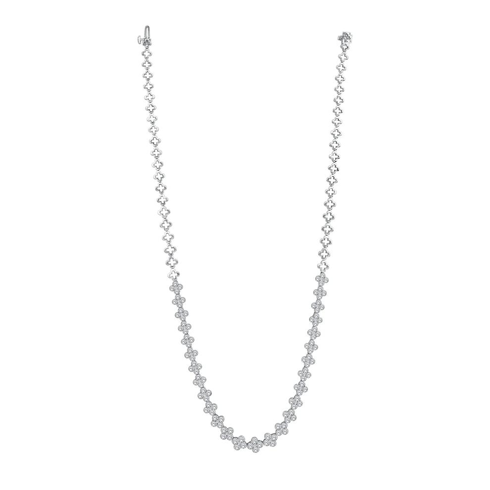 Lab Grown Diamond Round Bezel-Set Clover Necklace in 14K White Gold (10 ct. tw.) – Image 2 of 3