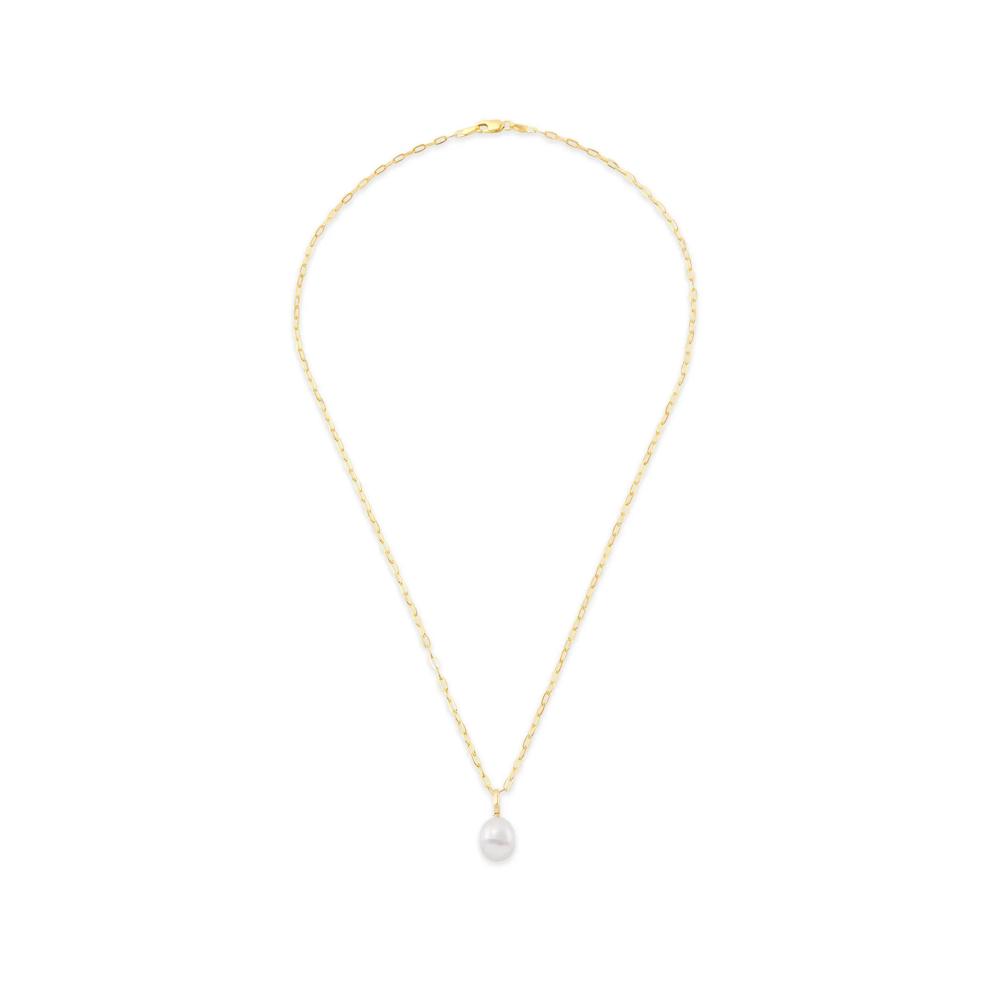 Baroque Shaped Pearl Paperclip Chain Pendant in 10K Yellow Gold – Image 3 of 4