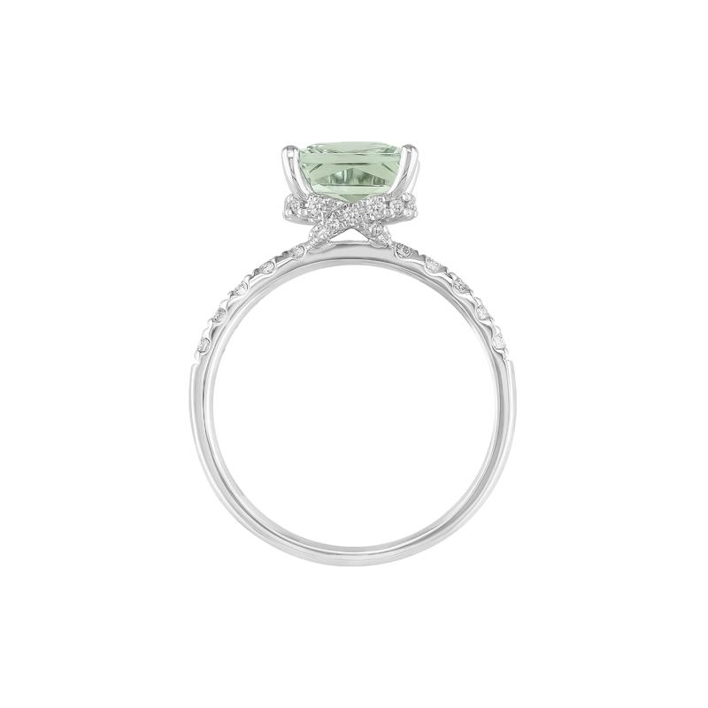 Radiant-Cut Green Amethyst and Diamond Ring in 14K White Gold &#40;1/3 ct. tw.&#41; – Image 2 of 3