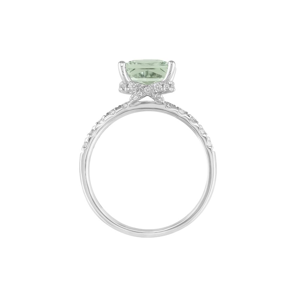 Radiant-Cut Green Amethyst and Diamond Ring in 14K White Gold (1/3 ct. tw.) – Image 2 of 3