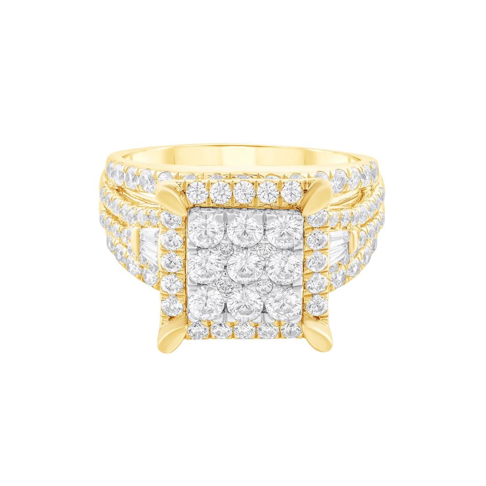 Diamond Composite Multi-Row Engagement Ring in 10K Yellow Gold (2 ct. tw.) – Image 1 of 3