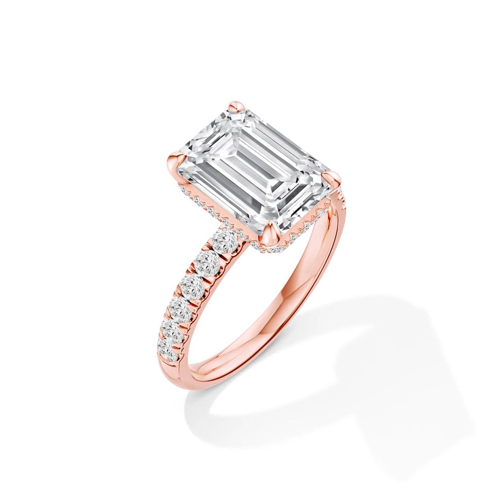 Lab Grown Diamond Emerald-Cut Bridal Set in 14K Rose Gold (5 ct. tw.) – Image 5 of 6