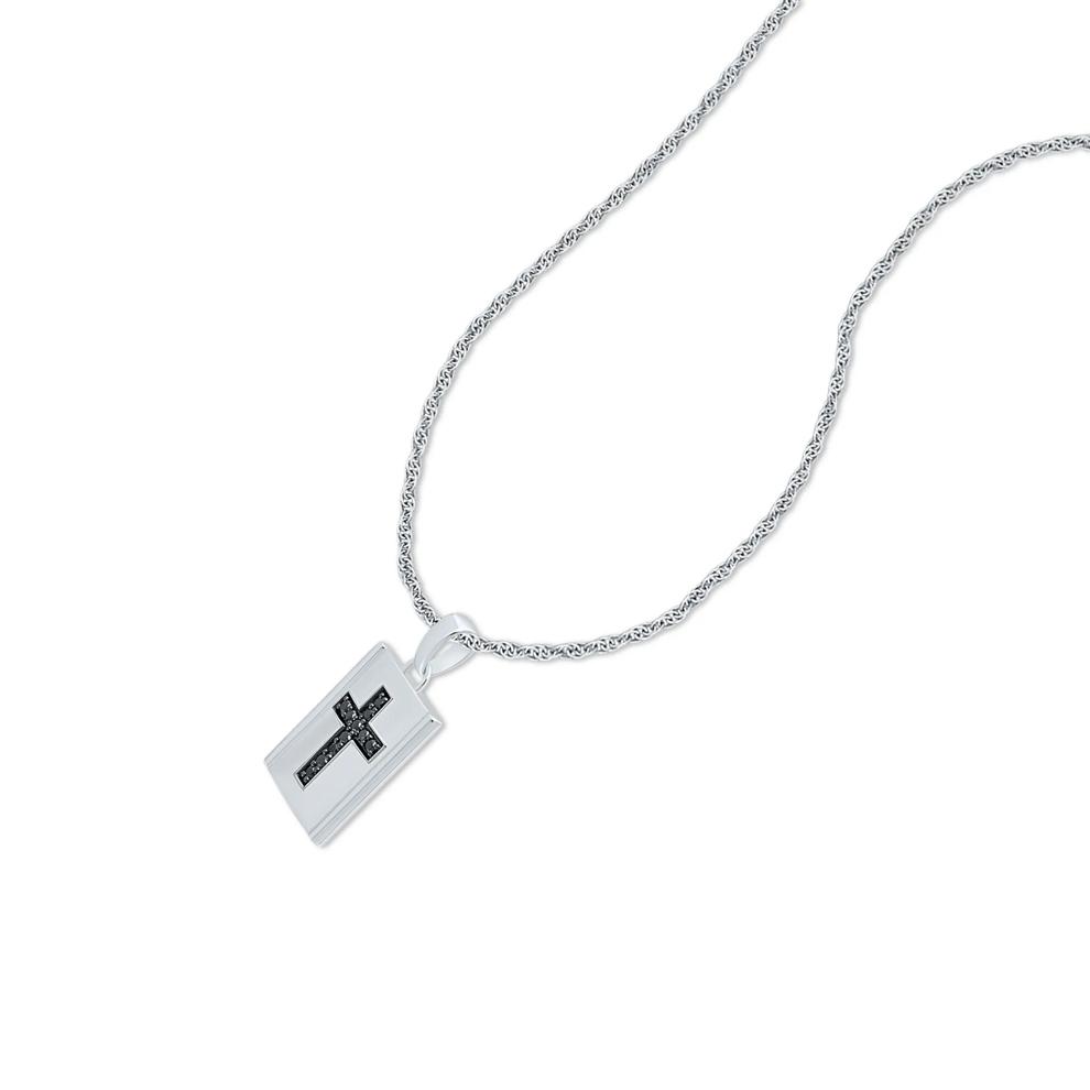 Men's Black Diamond Cross Lock Pendant Necklace in Black Rhodium Sterling Silver (1/4 ct. tw.) – Image 4 of 4
