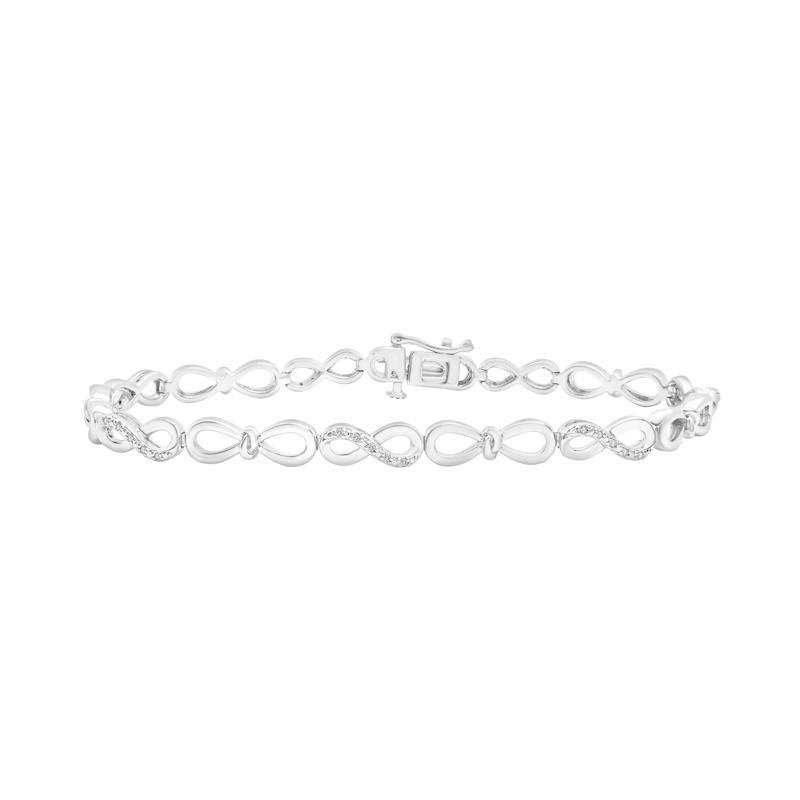 Diamond Infinity Knot Bracelet in Sterling Silver &#40;1/10 ct.t w.&#41; – Image 1 of 1