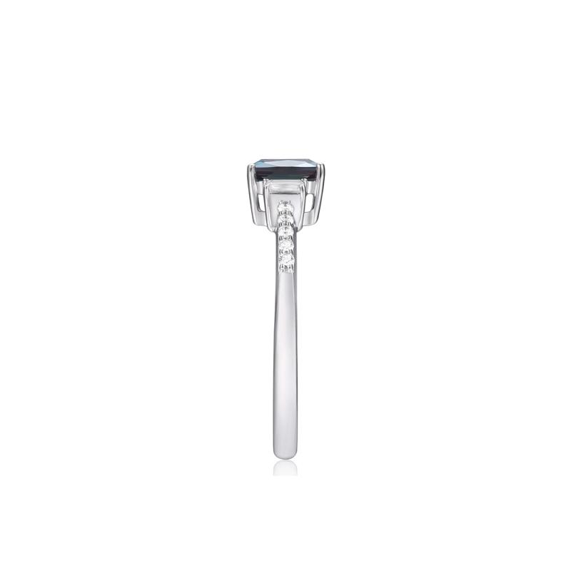 Lab-Created Alexandrite and Lab-Created White Sapphire Ring in 10K White Gold – Image 3 of 3