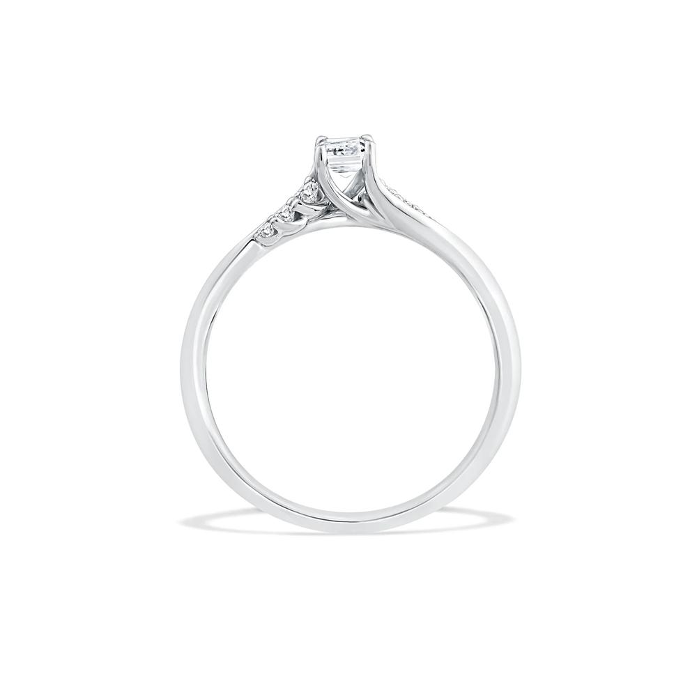 Lab Grown Diamond Emerald Center Promise Ring in 10K White Gold