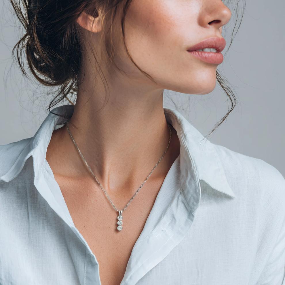 Lab Grown Diamond Drop Pendant in 14K White Gold (1 1/2 ct. tw.) – Image 3 of 3