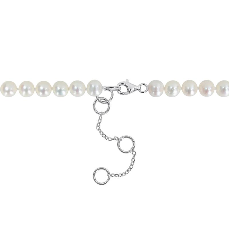 Men&#39;s White Bleached Freshwater Cultured Pearl Necklace in Sterling Silver – Image 2 of 5
