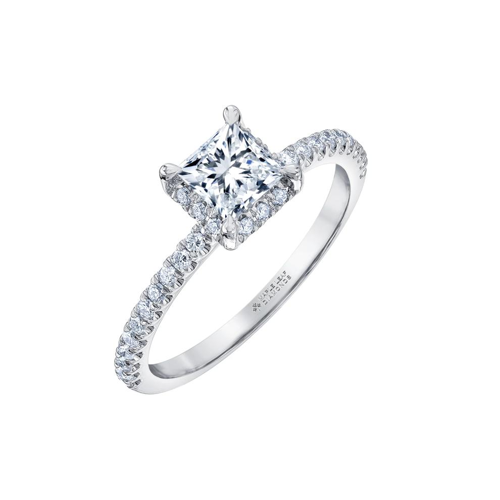 Princess-Cut Diamond Halo Engagement Ring in 14K White Gold (1 ct. tw.) – Image 4 of 7