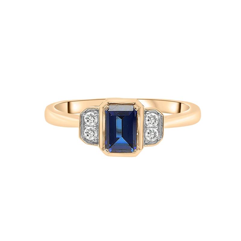 Lab-Created Blue Sapphire and Lab-Created White Sapphire Vintage Ring in Vermeil – Image 1 of 7