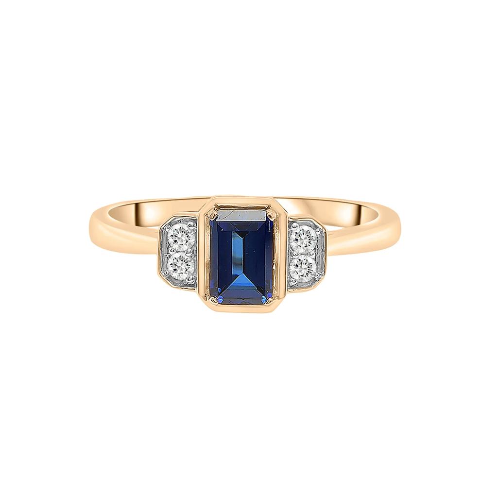 Lab-Created Blue Sapphire and Lab-Created White Sapphire Vintage Ring in Vermeil – Image 1 of 7