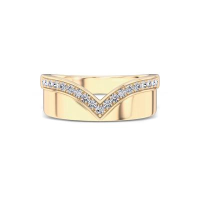 Lab Grown Diamond Wide Chevron Band in 10K Yellow Gold (1/4 ct. tw.)