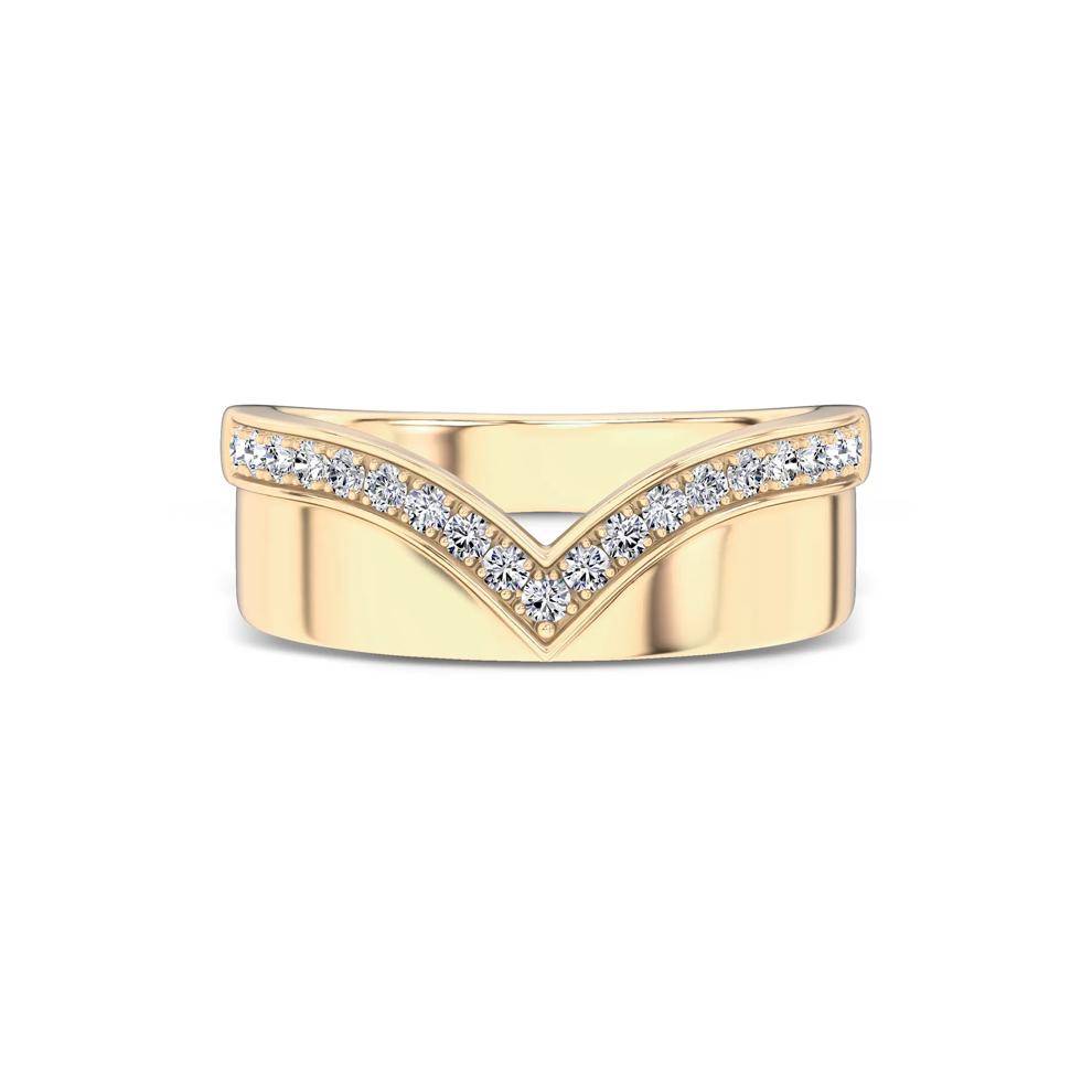 Lab Grown Diamond Wide Chevron Band in 10K Yellow Gold (1/4 ct. tw.) – Image 1 of 3