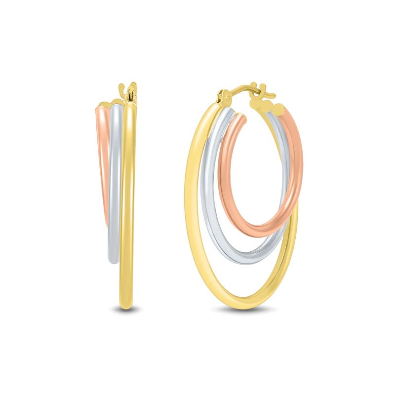 Hoop Earrings in 14K Yellow, White and Rose Gold – Image 1 of 2