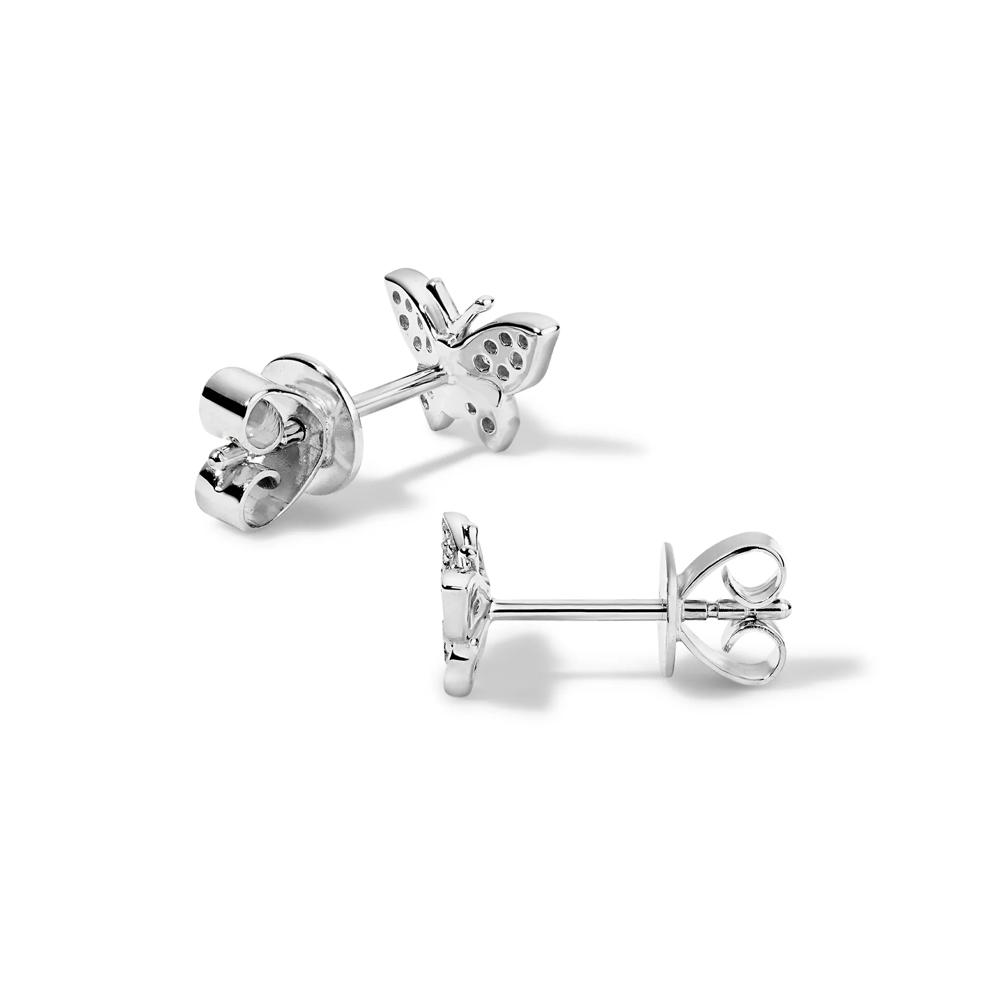 Diamond Butterfly Stud Earrings in 10K White Gold (1/10 ct. tw.) – Image 2 of 2
