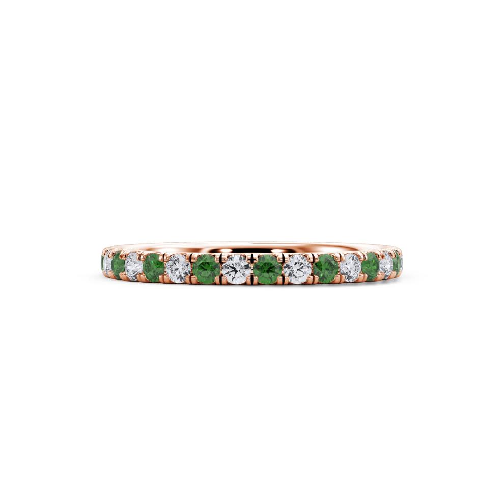 Lab Grown Diamond &amp; Lab-Created Emerald Anniversary Band in 14K Rose Gold (1/3 ct. tw.) – Image 1 of 4
