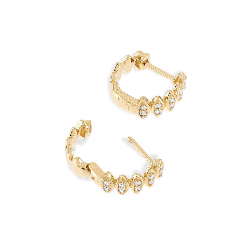 Diamond Faux Marquise Huggie Hoop Earrings in 10K Yellow Gold (1/10 ct. tw.) – Image 2 of 2