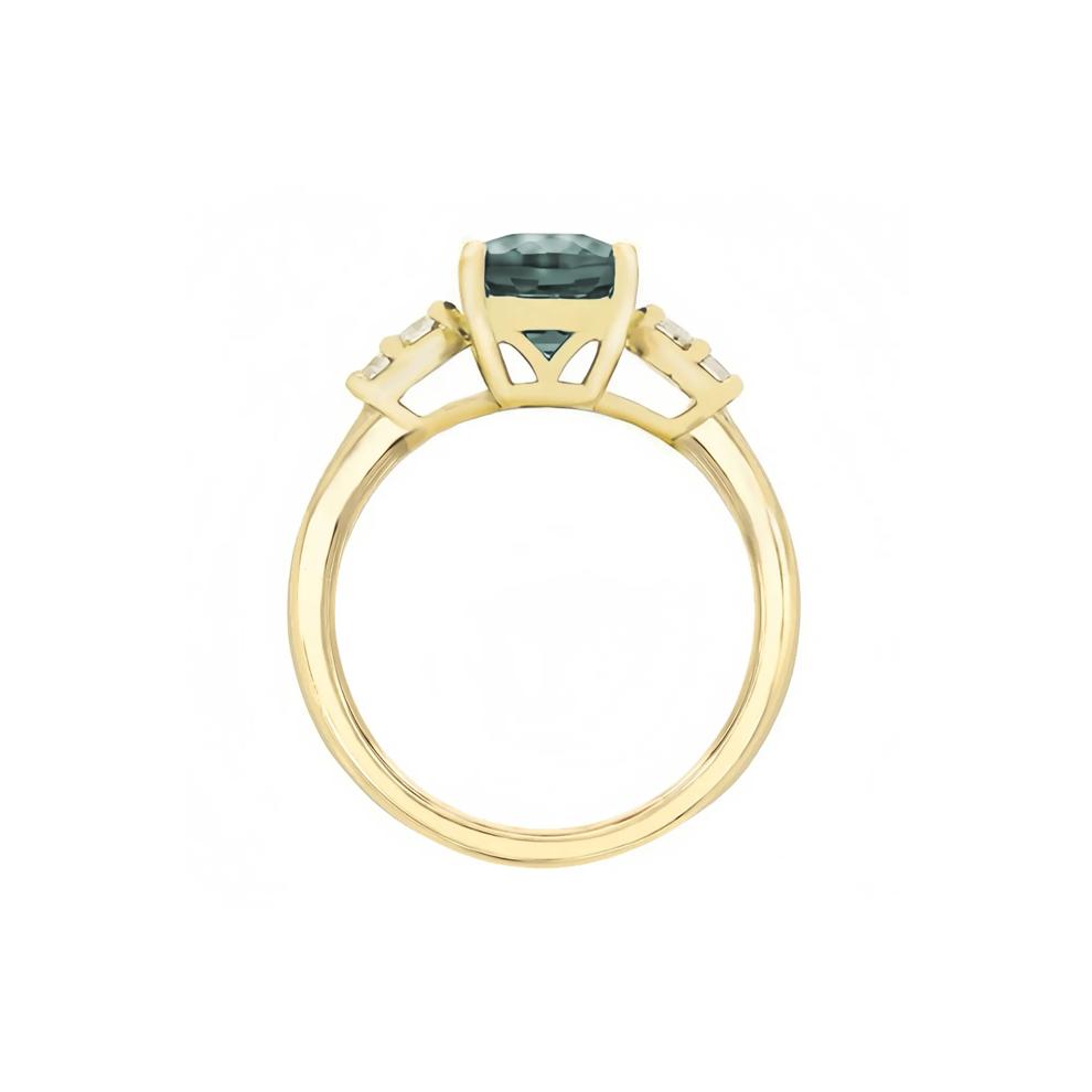 Lab-Created Alexandrite and Diamond Ring in 10K Yellow Gold (1/7 ct. tw.) – Image 2 of 3