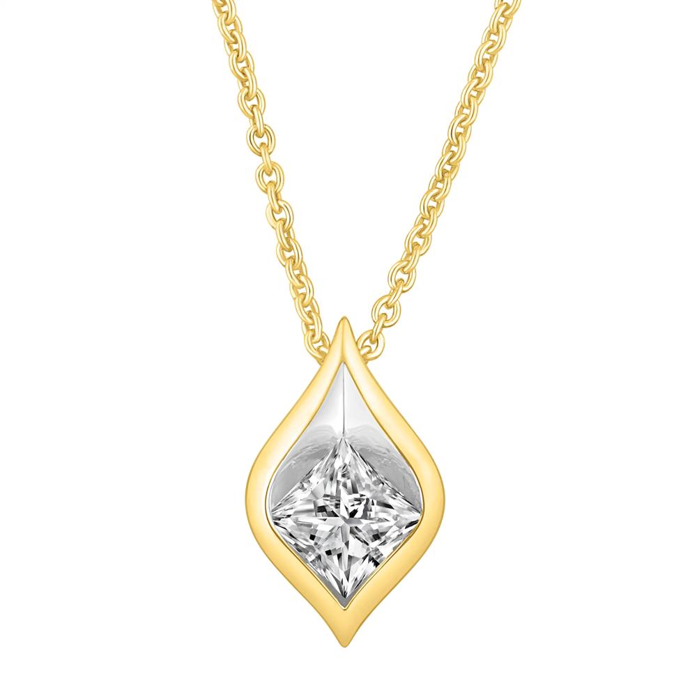 Princess-Cut Lab Grown Diamond Pendant in 14K Yellow Gold (1/2 ct. tw.) – Image 1 of 3