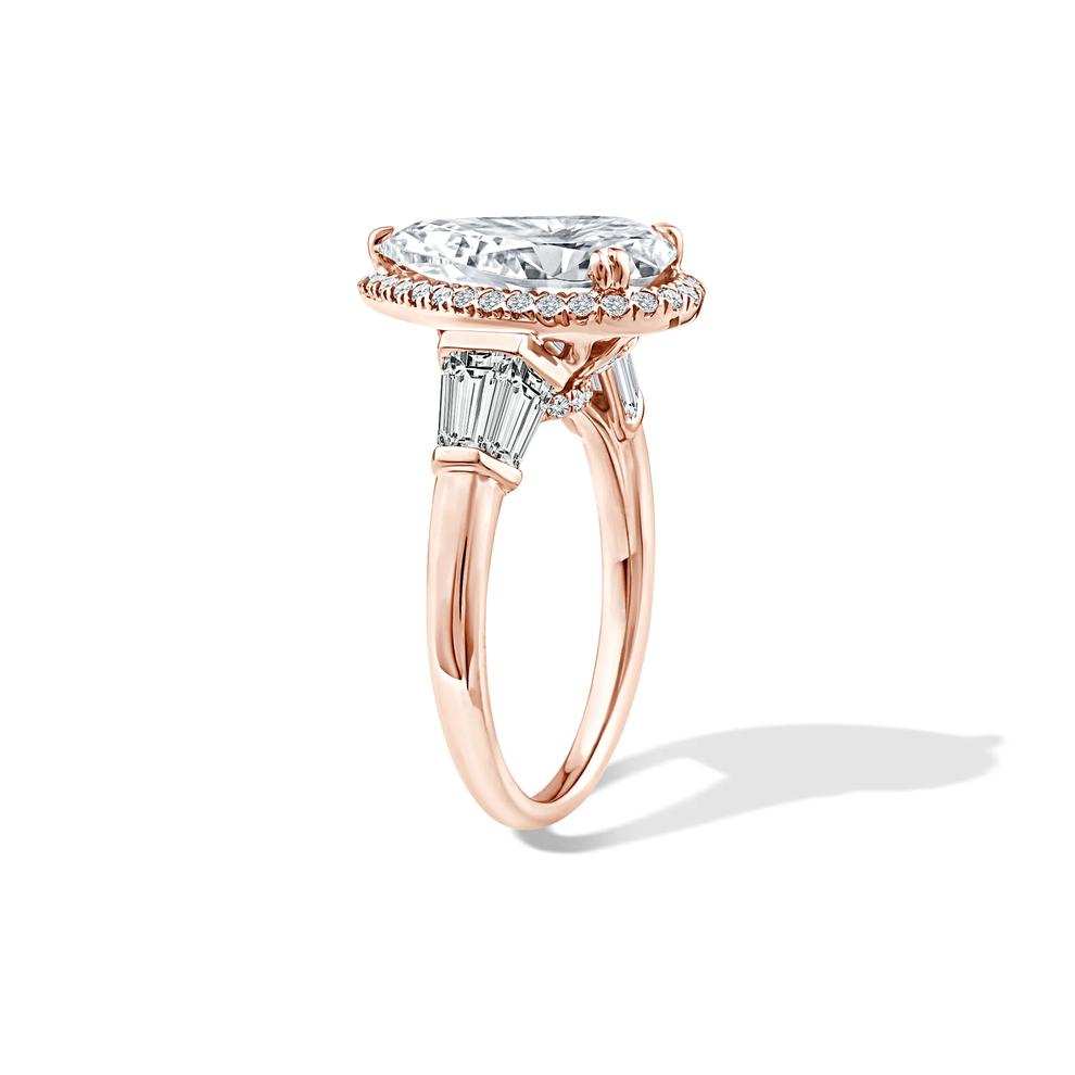 Lab Grown Diamond Pear-Shaped Halo Engagement Ring in 18K Rose Gold (5 1/4 ct. tw.) – Image 3 of 4
