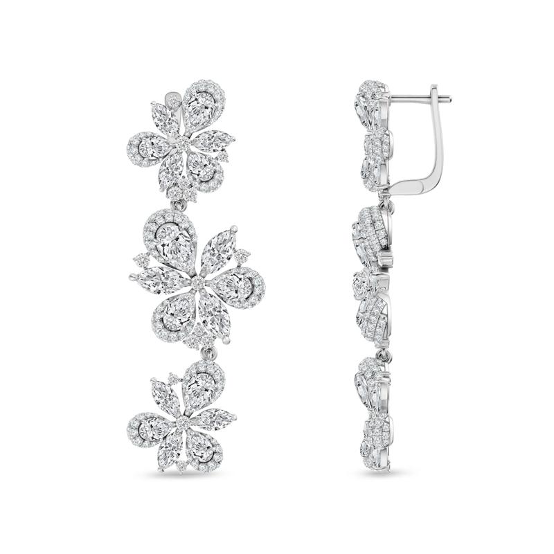 Lab Grown Diamond Multi-Stone Earrings in 14K White Gold &#40;14 ct. tw.&#41; – Image 1 of 3