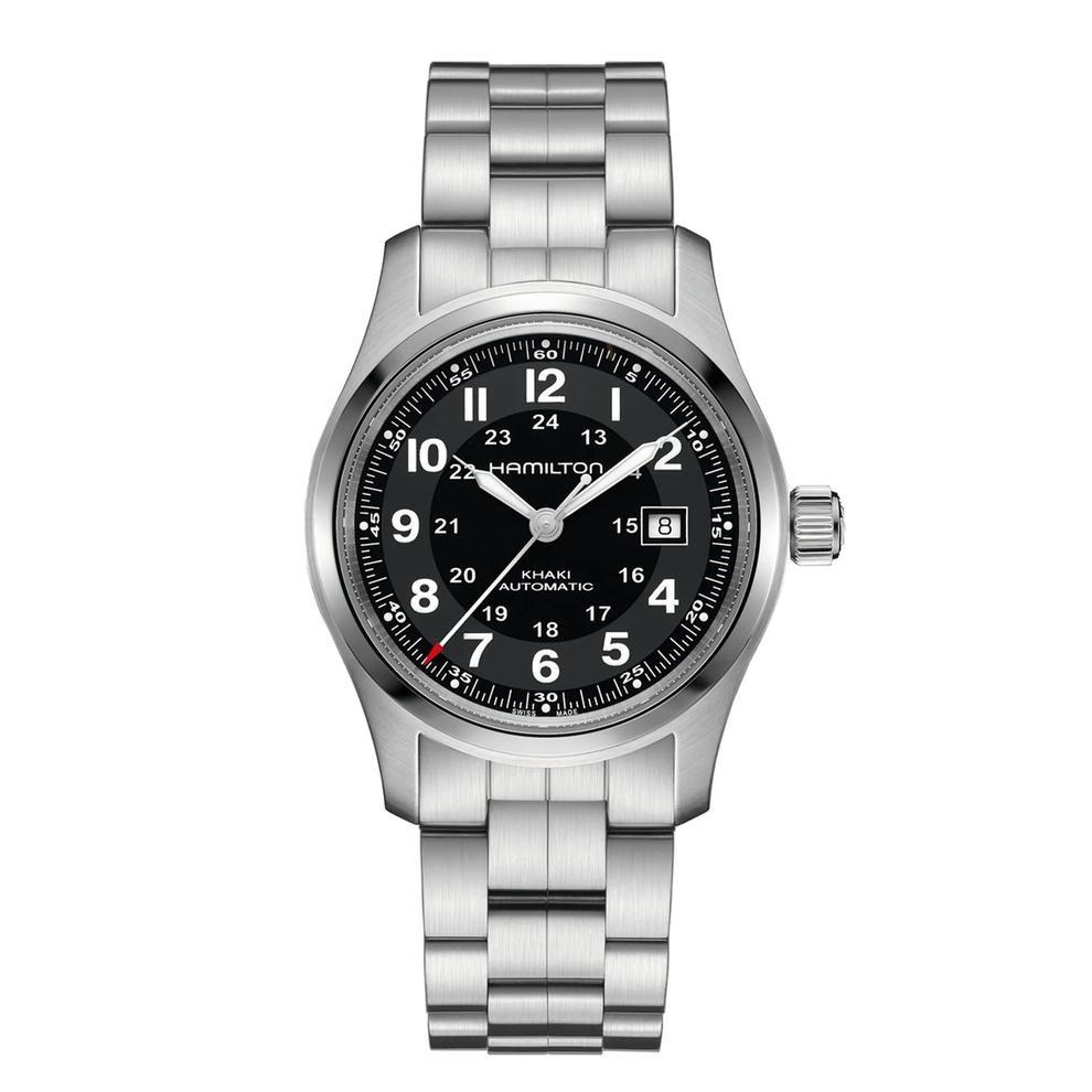 Men's Khaki Field Auto Watch with Stainless Steel Bracelet – Image 1 of 3