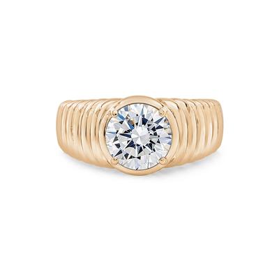 Lab-Created White Sapphire Round Ring in 14K Gold Vermeil
