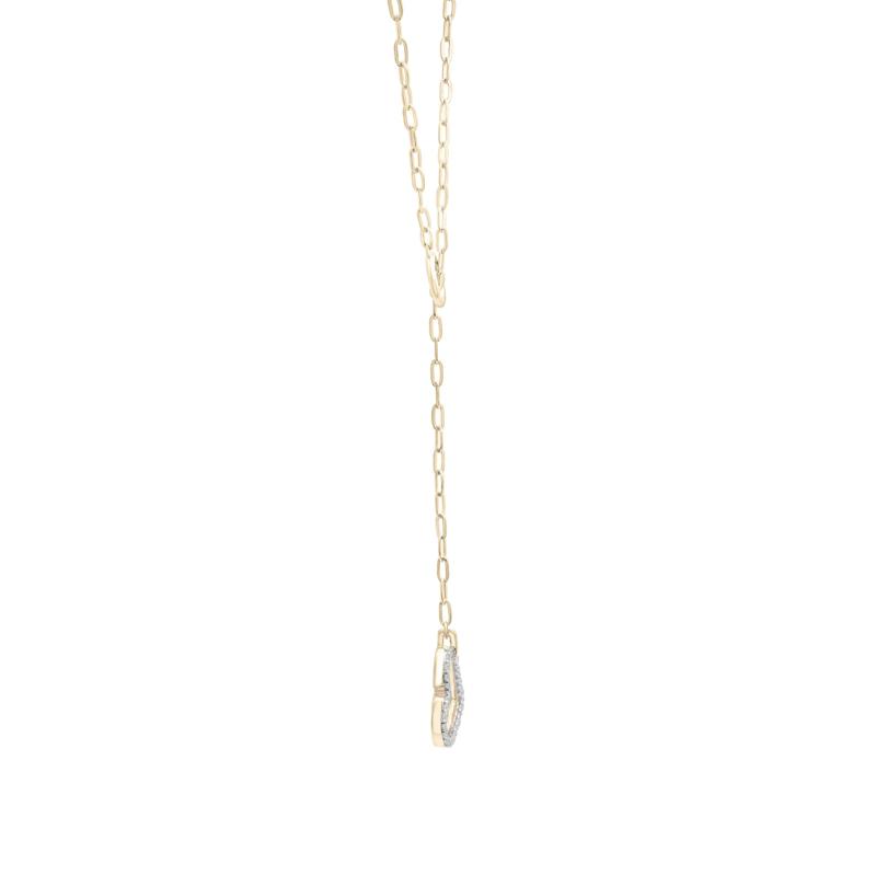 Diamond Paperclip Lariat Heart Necklace in 10K Yellow Gold &#40;1/10 ct. tw.&#41; – Image 2 of 3