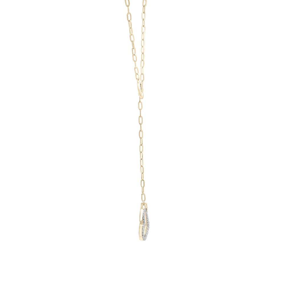 Diamond Paperclip Lariat Heart Necklace in 10K Yellow Gold (1/10 ct. tw.) – Image 2 of 3