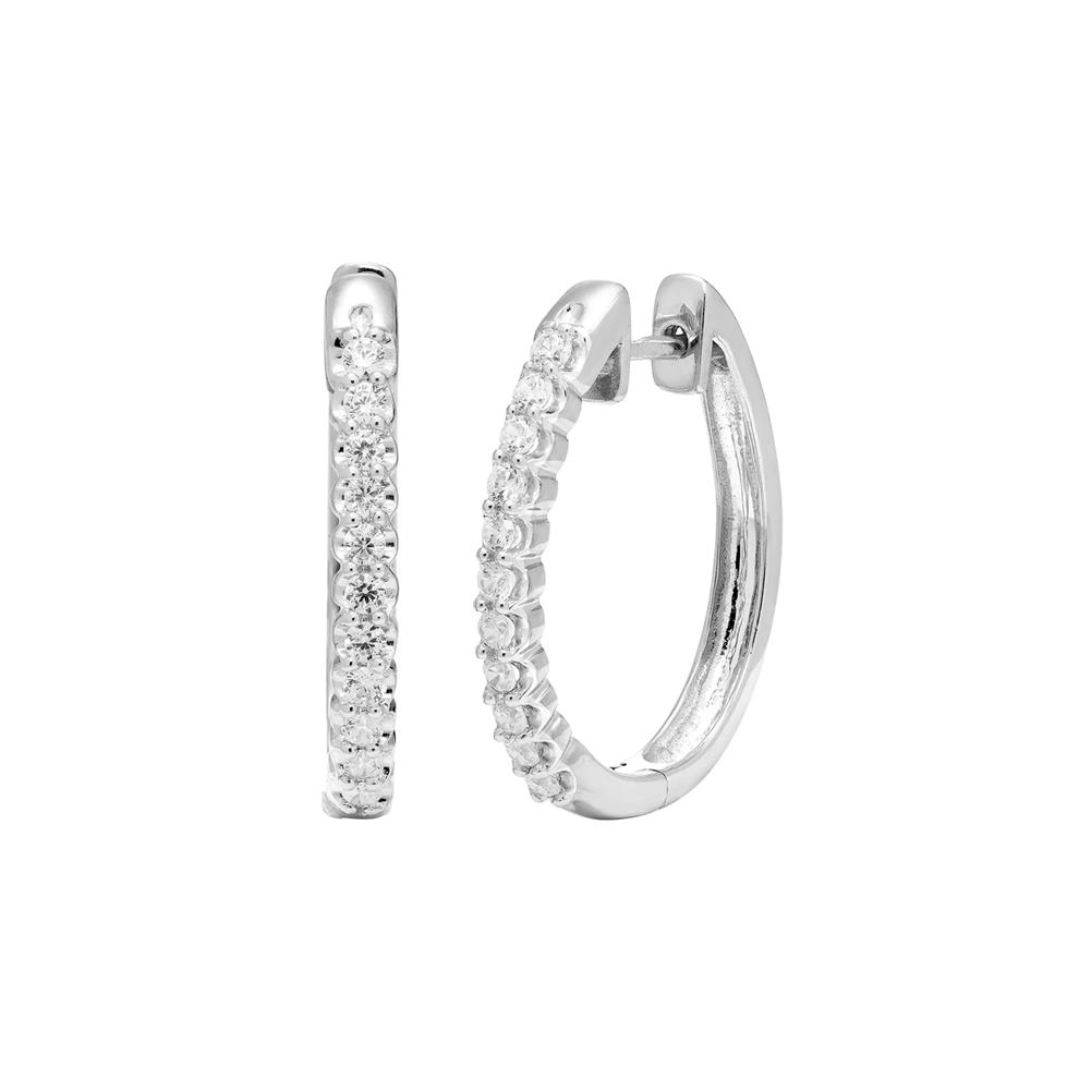 Diamond Hoop Earrings in 10K White Gold (3/8 ct. tw.) – Image 1 of 1