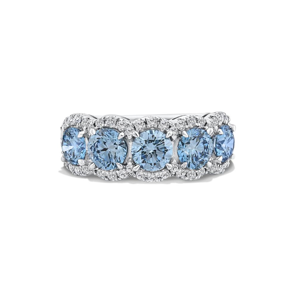 Lab Grown Diamond Blue Anniversary Band in 10K White Gold (2 5/8 ct. tw.) – Image 1 of 4