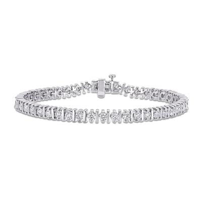 Moissanite Tennis Bracelet with Spacer Bars in Sterling Silver (4 1/2 ct. dew)