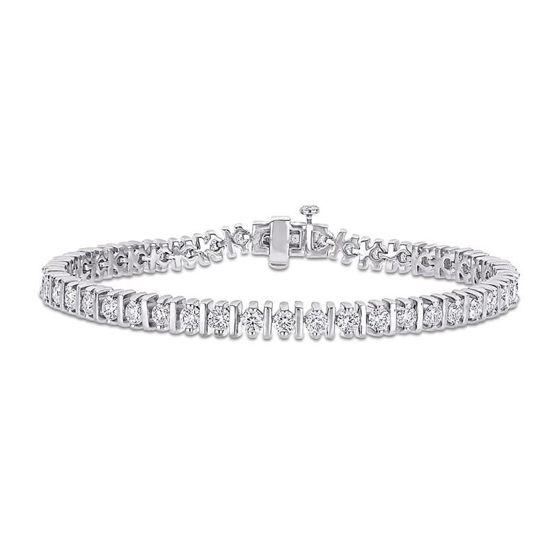 Moissanite Tennis Bracelet with Spacer Bars in Sterling Silver &#40;4 1/2 ct. dew&#41; – Image 1 of 5