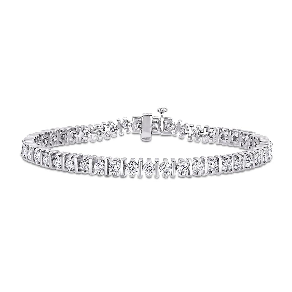 Moissanite Tennis Bracelet with Spacer Bars in Sterling Silver (4 1/2 ct. dew) – Image 1 of 5