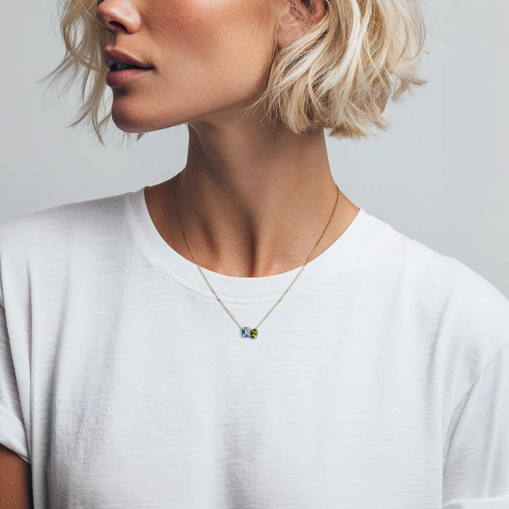 Toi et Moi Multi-Gemstone Necklace in 10K Yellow Gold – Image 4 of 4