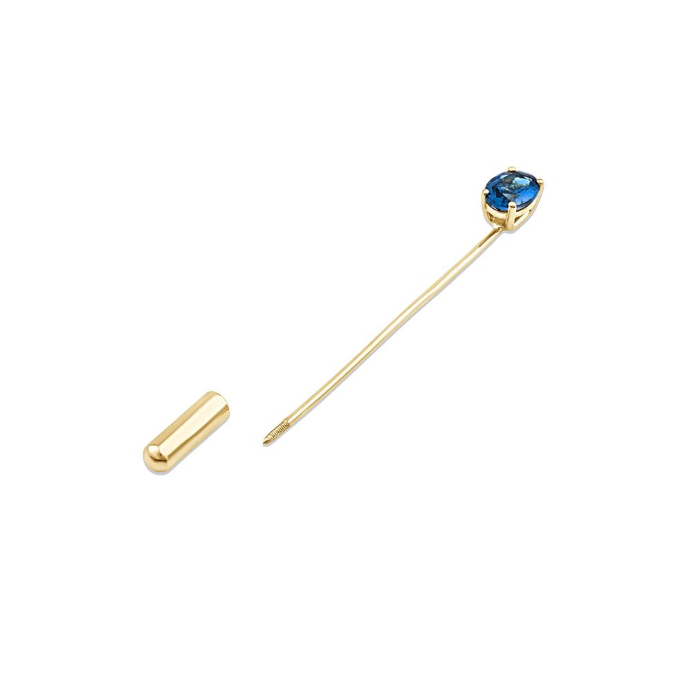 Men's Blue Topaz Lapel Pin in 14K Gold Vermeil – Image 2 of 3
