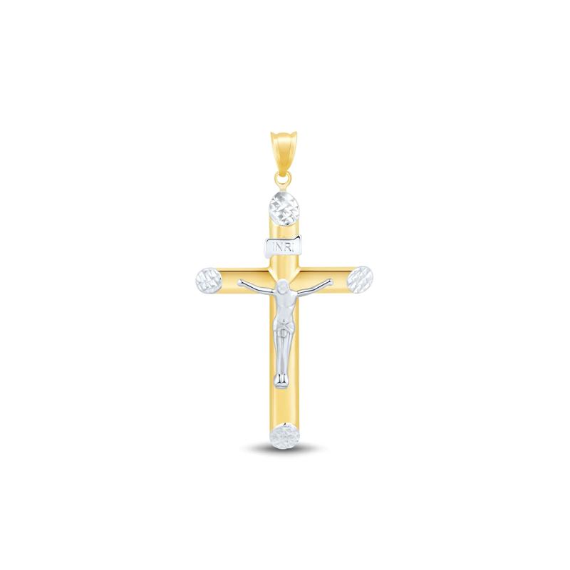 Two-Tone Crucifix Pendant in 10K Yellow and White Gold – Image 1 of 2