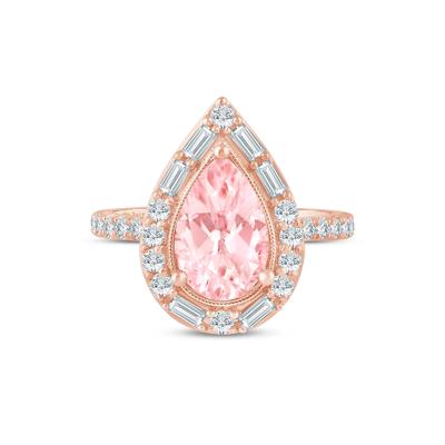 Colette Lab Grown Diamond Pink Pear-Shaped Halo Engagement Ring in 14K Rose & Yellow Gold (2 ct. tw.)