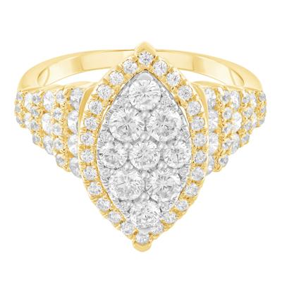 Diamond Marquise Composite Engagement Ring in 10K Yellow & White Gold (1 1/2 ct. tw.)