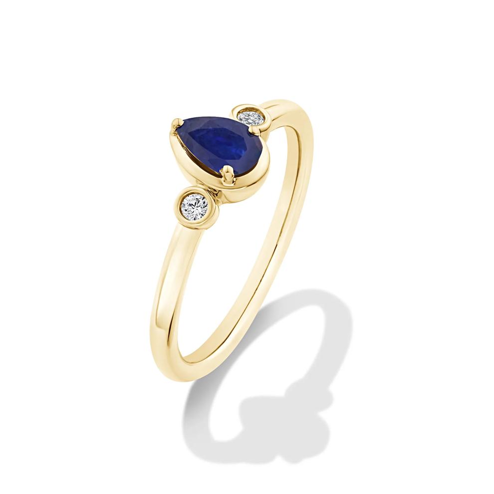 Blue Sapphire &amp; Diamond Accent Ring in 10K Yellow Gold – Image 4 of 4