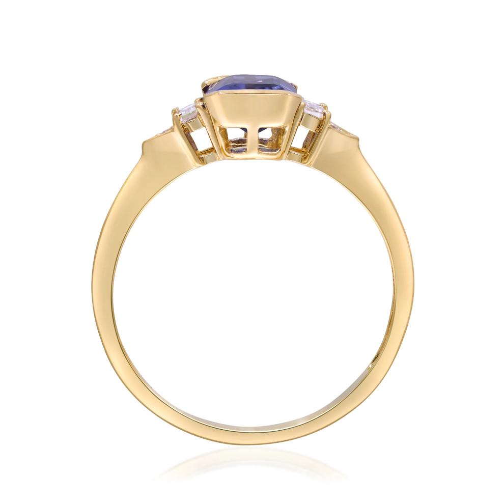 Emerald-Cut Tanzanite Center &amp; Diamond Ring in 10K Yellow Gold (1/5 ct. tw.) – Image 2 of 4