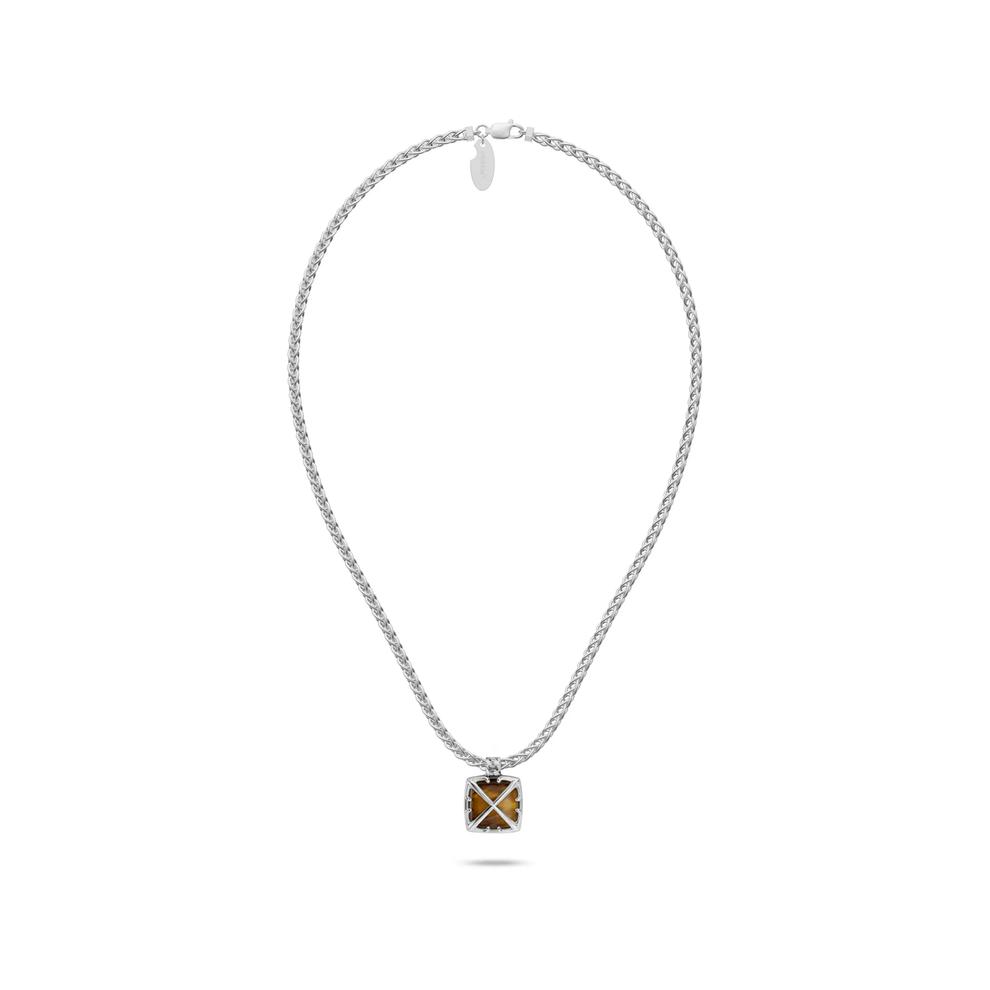 Men's Tiger's Eye Arrow Design Pendant Necklace in Sterling Silver – Image 3 of 4